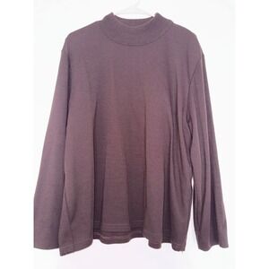 Lennie for Nina Leonard Chocolate Brown Long Sleeve Mock Neck Knit Sweater Large